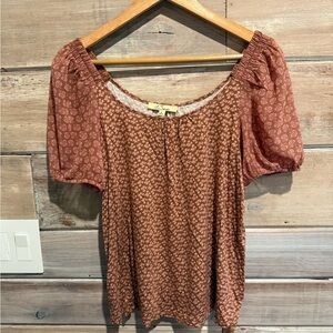 Les Serein Alamos Puff Sleeve Blouse in Dark Pink Size Small